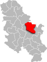 braničevo district map ADMINISTRATIVE DIVISIONS of SERBIA 3d isometric map