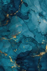Blue and gold marble close-up