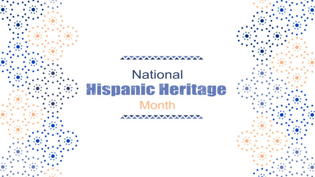 Vector illustration. National Hispanic Heritage Month. Web banner, poster, cover, splash screen, social media, backgraund with text. Perforated geimetric patterns Papel Picado, floral pattern.