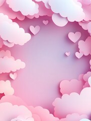 Pink Background Clouds Hearts
