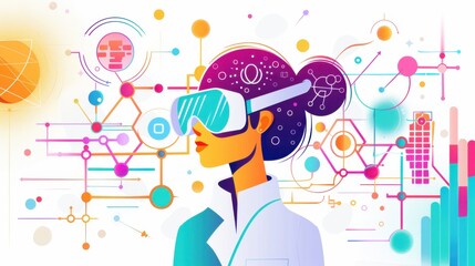 Fototapeta premium AI in chemical processes, innovative solutions, flat design illustration