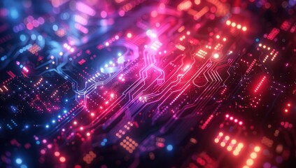 Obraz premium Glowing Circuitry Abstract Background