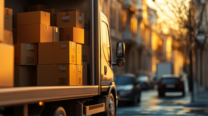 Naklejka premium Urban Delivery at Sunset