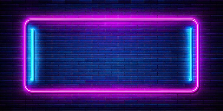 Neon glow sign overlay for streamers with sections for desktop scene, face cam, and chatbox , live on air, hi-tech, overlay