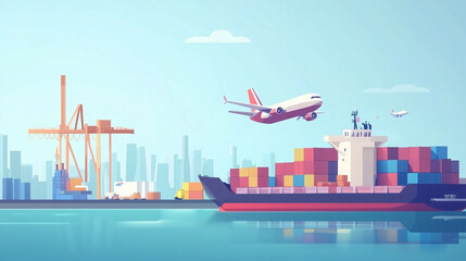 Obraz premium Global Shipping and Logistics Illustration