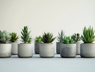 Fototapeta premium Succulent plants in cement planters