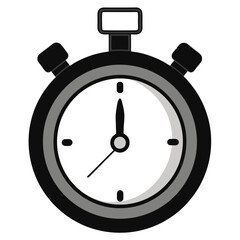 Stopwatch Black and White Silhouette Icon Vector Design on White Background