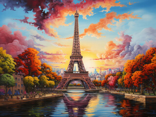 Fototapeta premium Bright The Eiffel Tower