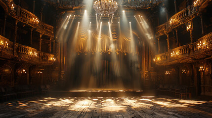 Obraz premium A dramatic stage with spotlight shining down