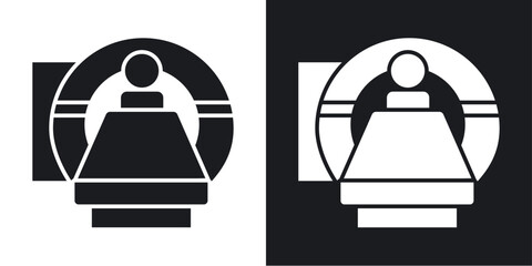 MRI scanner vector icon set black filled and outlined style.