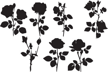 Minimalist Rose Black Silhouette Vector Collection