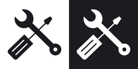 Repair tools vector icon set black filled and outlined style.