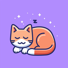 Cute cat sleeping cartoon vector flat style illustration