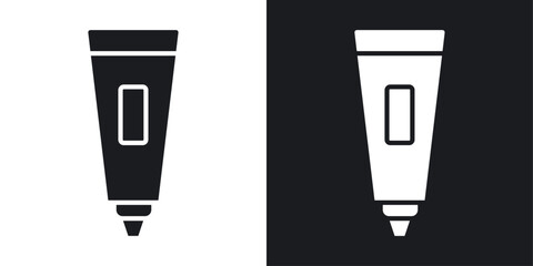 Cream tube vector icon set black filled and outlined style.