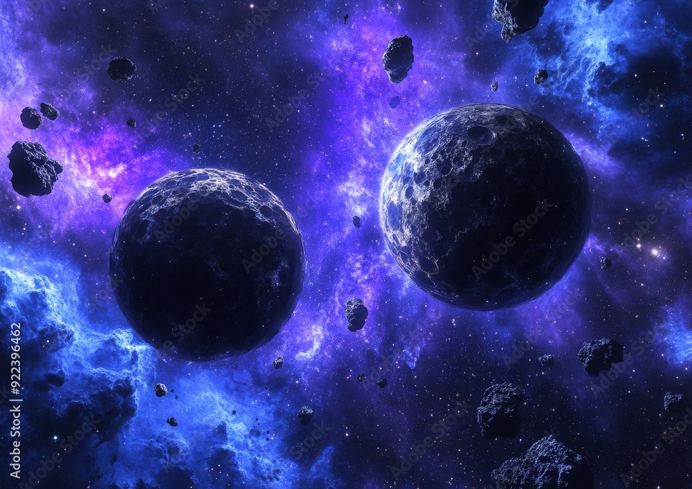 Poster stunning space background with stars exploding