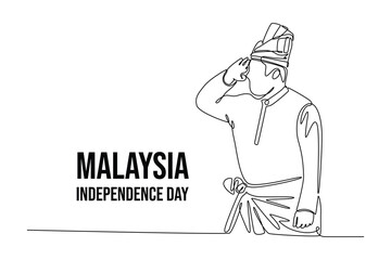 Malaysia Independence Day concept. Single line draw design vector graphic illustration.