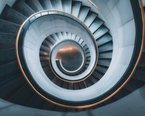 Fototapeta premium A spiral staircase with balanced curves and structure