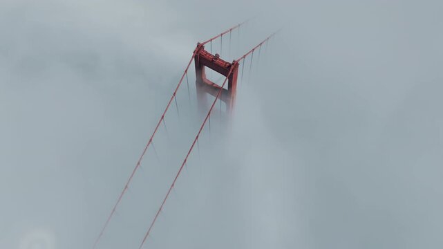 Fog of the Golden Gate Bridge in San Francisco in California, United States.