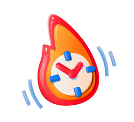 3D Fiery Alarm Clock Icon