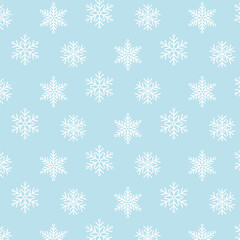 Snowflakes seamless pattern.Christmas repeat pattern with snowflake on blue background.Vector graphic illustration.