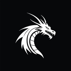 black and white dragon. logos and tattoos. flat design style. Suitable for e-sports, games, squads, etc. design template vector