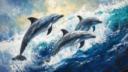 Fototapeta premium Ocean Ballet. The Grace and Playfulness of Dolphins in Motion