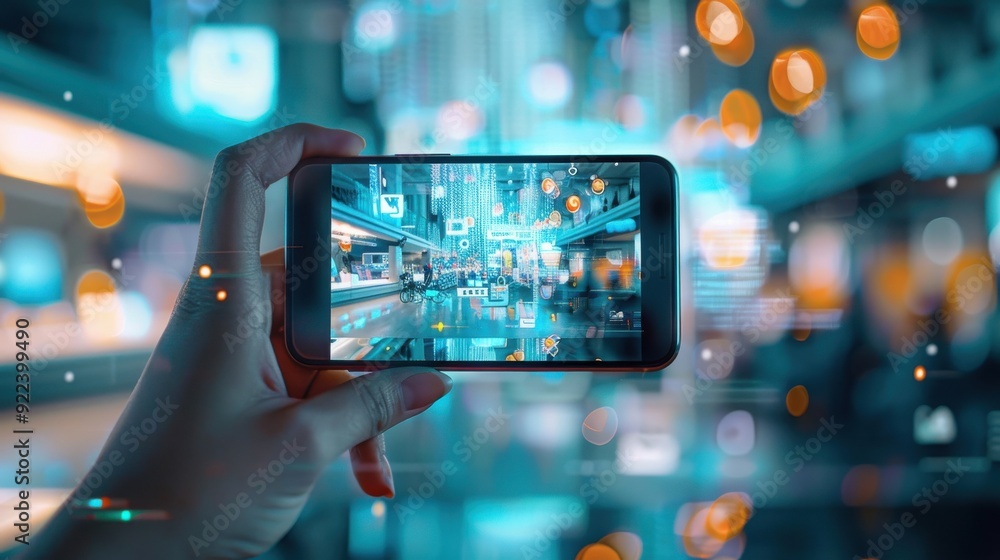 Poster augmented reality app on a smartphone, interactive and engaging.