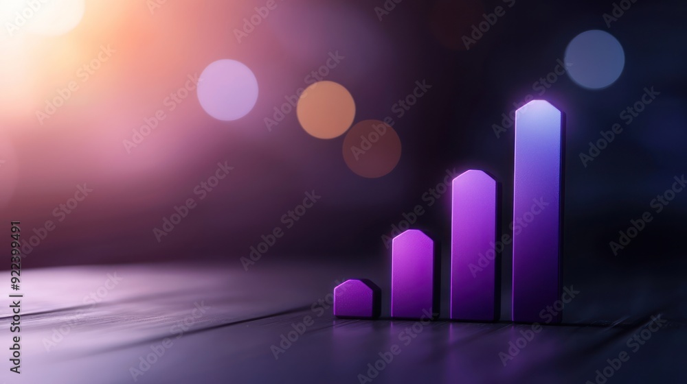 Poster a colorful bar graph representing growth and progress in a modern, blurred background. ideal for bus