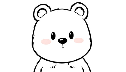Naklejka premium Cute Cartoon Bear with Black Outline and Pink Cheeks, black and white coloring pages.