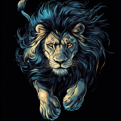 Obraz premium Majestic Lion Illustration in High-Resolution, Detailed Wildlife Artwork Nature-Themed Designs