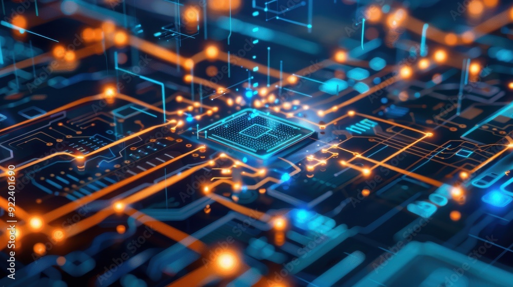 Poster blockchain infrastructure supporting iot devices, interconnected and secure.