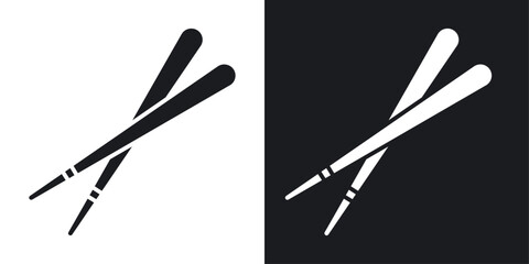 Chopsticks vector icon set black filled and outlined style.