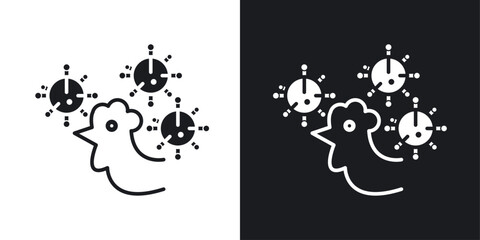 Avian Influenza vector icon set black filled and outlined style.