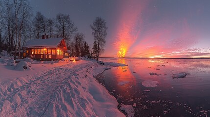 northern lights aurora borealis Lapland night landscape, Lapland, aurora, Borealis, night