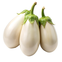 Fresh white eggplants isolated on white background. Ai generated