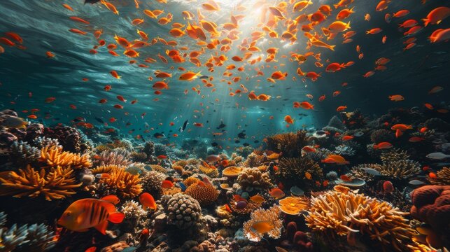 A dramatic scene depicting the impact of ocean acidification on