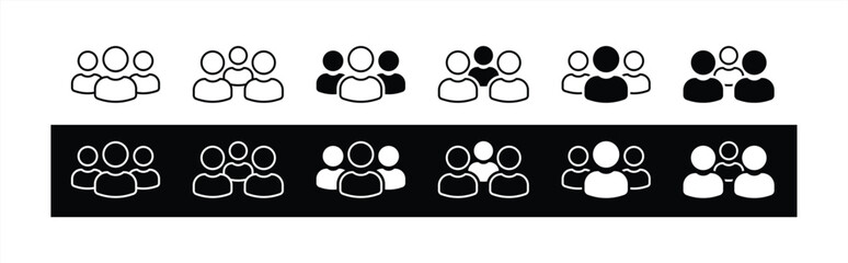 set of group icon. team, people, friends, user icon thin line and solid collections. vector illustration