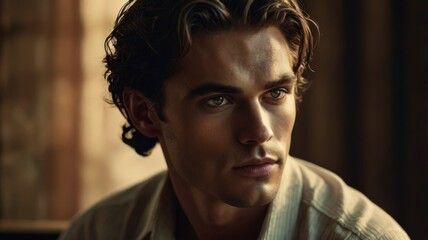 Obraz premium Timeless Elegance: Cinematic Portrait of a Handsome Man