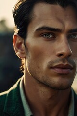 Obraz premium Timeless Elegance: Cinematic Portrait of a Handsome Man