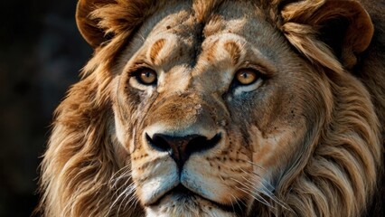 Majestic Lion Portrait with Intense Gaze