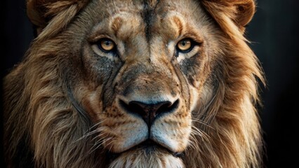 Fototapeta premium Majestic Lion Portrait with Intense Gaze