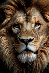Fototapeta premium Majestic Lion Portrait with Intense Gaze