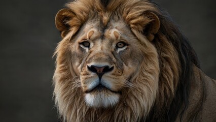 Fototapeta premium Majestic Lion Portrait with Intense Gaze
