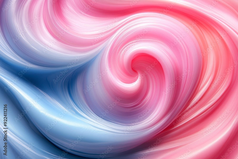 Poster soft swirls of pink and blue fabric creating a gentle wave pattern in a gradient design