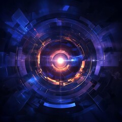Fototapeta premium Futuristic Cybernetic Digital Art Featuring Layered Effects and Advanced Technology Elements for Innovative Visual Experiences