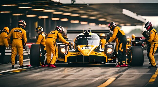 Efficient Pit Crew in Motion During Car Racing Pitstop