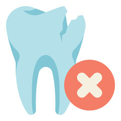 damaged broken tooth flat icon