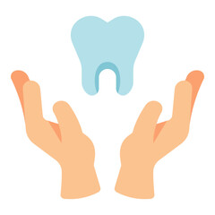 hand holding dental tooth care flat icon