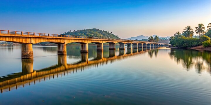 Karwar bridge over a serene river , Karwar, bridge, river, water, structure, architecture, transportation, India