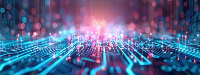 Cybersecurity, holographic AES keys, futuristic proxy server, vibrant colors